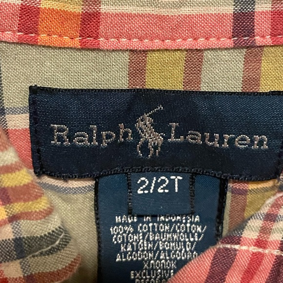 Ralph Lauren Boys Button Down Red/Green/Yellow Plaid 2T - Picture 2 of 4